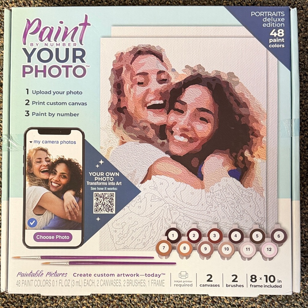 Paint By Number Custom Photo Portrait Kit - Pastel Pink & Beige